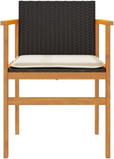 Patio Chairs with Cushions 2 pcs Black Poly Rattan&Solid Wood Sillas para Patio Lawn Chairs for Dining Table Garden - Photo 6