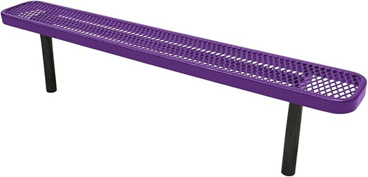 COATEDOUTDOORFURNITURE Coated Outdoor Furniture Heavy-Duty Outdoor Bench Thermoplastic Coated, Expanded Metal, Commercial-Grade Seating, Made in America (Inground Without Back, 6 Ft, Purple)