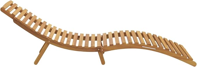Solid Teak Wood Sun Lounger, Brown Outdoor Chaise Lounge Foldable for Patio Garden Poolside, 77.95 x 21.65 x 23.03 in Modern Teak Sunbed with 242 lb Capacity