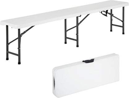 YRLLENSDAN 6FT Plastic Folding Bench Indoor & Outdoor Potable Foldable Bench with Carrying Handle for Party Garden Camping Dining (1)