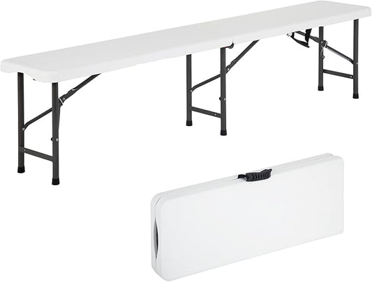 YRLLENSDAN 6FT Plastic Folding Bench Indoor & Outdoor Potable Foldable Bench with Carrying Handle for Party Garden Camping Dining (1)
