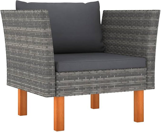 Poly Rattan Furniture,Wicker Furniture,Lightweight Structure,With Comfortable Removable Cushion,Outdoor Sofa/Bench,Solid Wood Legs,Garden, Backyard,Garden Sofa Poly Rattan and Solid Eucalyptus Wood