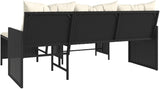 vidaXL Patio Sofa Set - L-Shaped Black Poly Rattan, Powder-Coated Steel Frame with Cream Cushions - Photo 9
