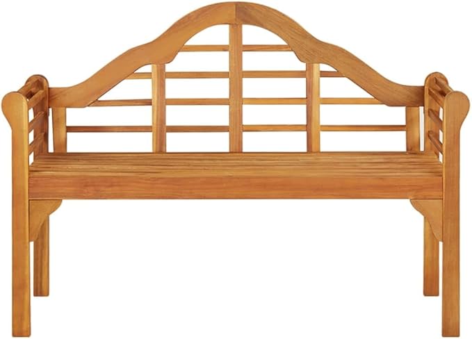 Solid Acacia Wood Garden Bench Brown Rectangular Outdoor Furniture for Patio Balcony Garden Ergonomic Comfortable Rustic Style Seating