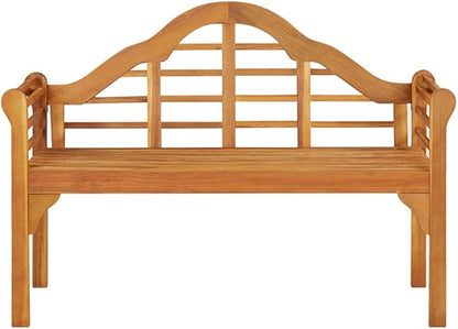 Brown Solid Acacia Wood Garden Bench Medium Ergonomic Design for Patio Indoor Outdoor Seating Furniture
