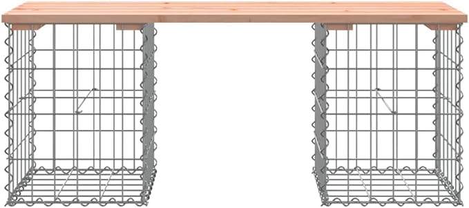 Douglas Fir Wood Outdoor Gabion Garden Bench Rustic Farmhouse Style Seating for Patio and Garden Durable Solid Wood Construction with Natural Finish