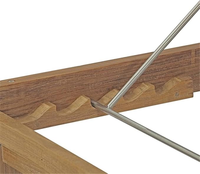 Pemberly Row Solid Teak Wood Outdoor Patio Chaise Lounge, Natural/White Finish, Adjustable Height - Photo 5