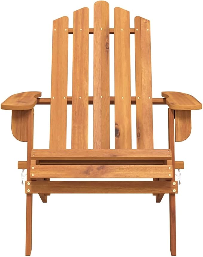Solid Acacia Wood Foldable Adirondack Chair with Oiled Finish for Outdoor Patio Garden Comfortable Seating and Easy - Photo 4