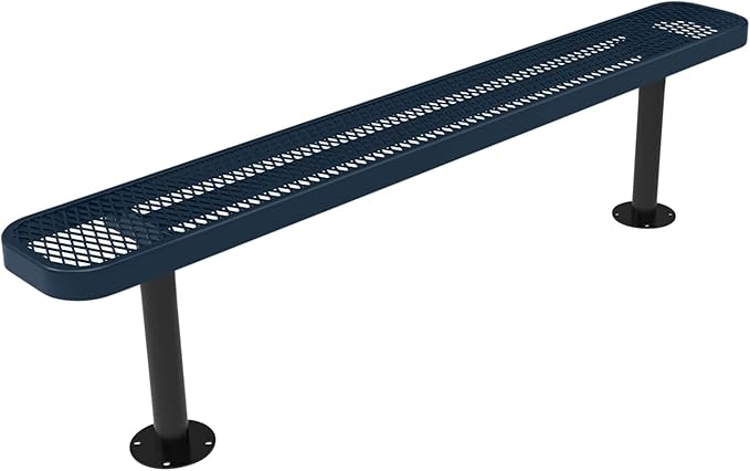 COATEDOUTDOORFURNITURE Coated Outdoor Furniture Heavy-Duty Outdoor Bench Thermoplastic Coated, Expanded Metal, Commercial-Grade Seating, Made in America (Surface Without Back, 6 Ft, Dark Blue)