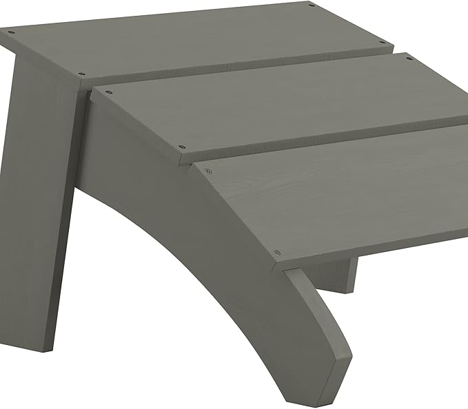 Flash Furniture Sawyer Indoor/Outdoor Commercial Grade Adirondack Ottoman - Gray All-Weather Adirondack Style Footrest