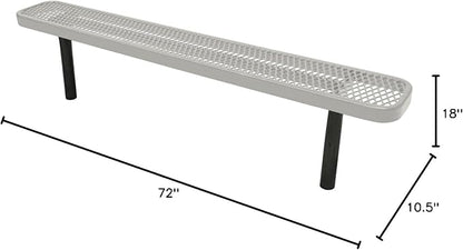 COATEDOUTDOORFURNITURE Heavy-Duty Outdoor Bench Thermoplastic Coated, Expanded Metal, Commercial-Grade Seating, Made in America (Inground Without Back, 6 Ft, Textured Grey)
