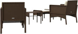 vidaXL Patio Lounge Set with Cushions - Brown Poly Rattan Garden Furniture, Metal Frame, White Cushion - Photo 9