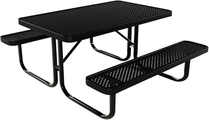 COATEDOUTDOORFURNITURE Heavy-Duty Portable Outdoor Kids Table, Punched Steel Kids Picnic Table, Commercial-Grade Picnic Table, Made in America (4ft Rectangular, Childrens, Textured Black)