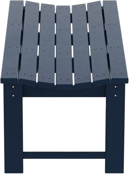Costaelm Outdoor Benches Weatherproof, All Weather Resistant Park Bench Poly Lumber Backless Garden Bench Seat for Entryway Front Porch, Navy Blue