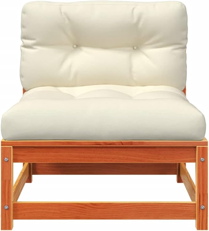 Patio Sectional Sofa with Cushions and Footstool Wax Brown Solid Pine Wood Modular Outdoor Furniture Set for Garden - Photo 7