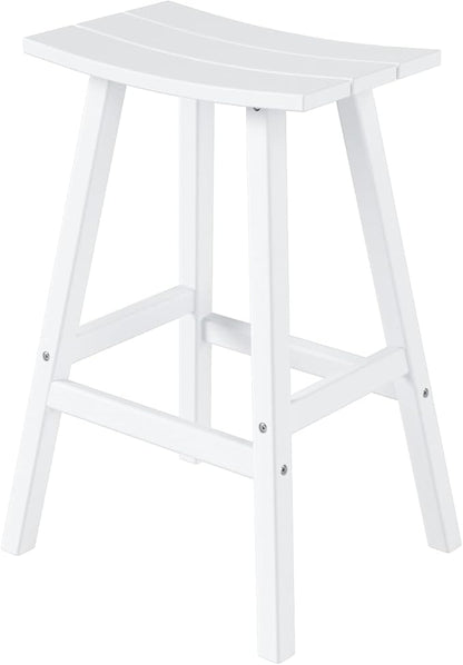 WestinTrends Malibu 29 Inch Outdoor White Bar Stools, All Weather Resistant Poly Lumber Adirondack Bar Height Stools, White