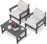 SERWALL HDPE Outdoor Couch, Grey Frame and Khaki Cushion - Photo 1