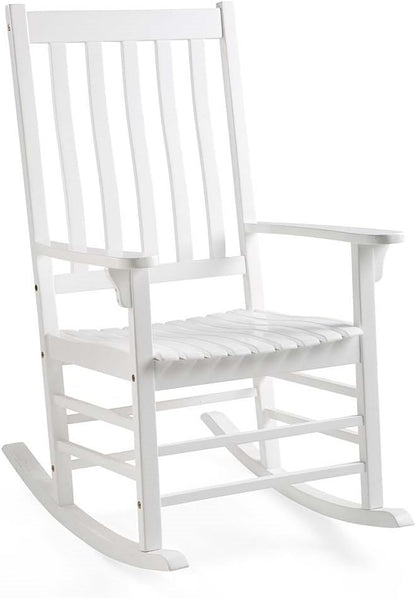 Plow & Hearth Outdoor Classic Slatted Eucalyptus Wood Porch Rocking Chair 33 W x 27 D x 47.25 H White Paint