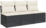 3-Seater Garden Sofa in Black and Cream White, Modular Outdoor Furniture with Weather-Resistant Poly Rattan Frame - Photo 2