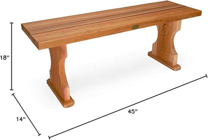 All Things Cedar BB45 Cedar Backless Bench | 4ft Wood Bench Indoor & Outdoor | Handcrafted with Western Red Cedar | Perfect for Patio, Garden, Picnic & Poolside | 45x14x17
