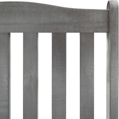 Wooden Rocking Chair with Cream Cushions, Large Solid Acacia Wood Vintage Grey Porch Rocker for Indoor Outdoor Patio Garden Living Room
