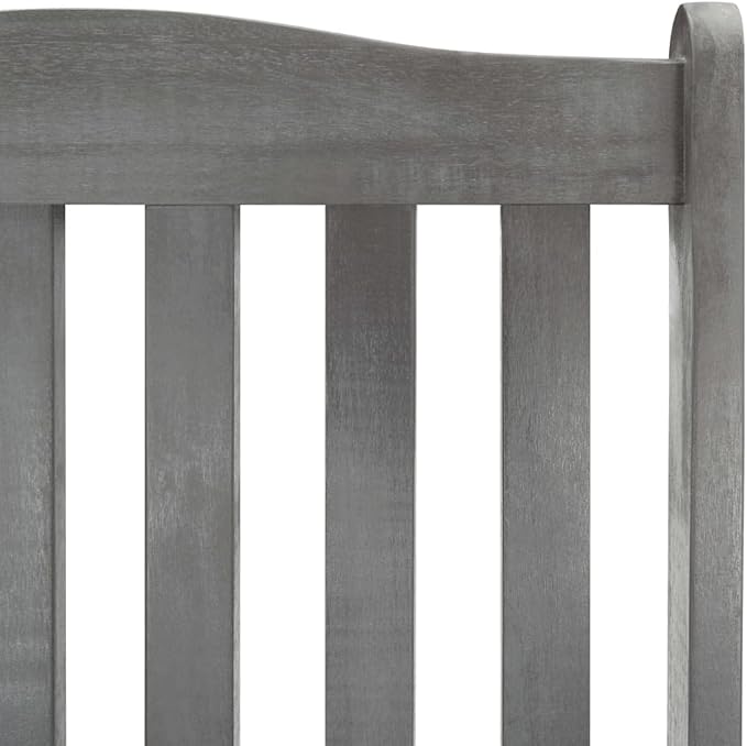 Outdoor Rocking Chair with Anthracite Cushions, Solid Acacia Wood Vintage Rocker with High Backrest for Patio, Porch - Photo 6