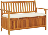 BOWERY HILL Solid Acacia Wood Cushion Storage Bench, Natural Finish, Rectangular 47.2 x 47.2 x 33.1 in - Photo 1