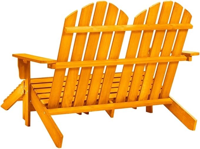 2-Seater Patio Adirondack Chair&Ottoman Fir Wood Orange, Suitable for patios, Gardens, Balconies
