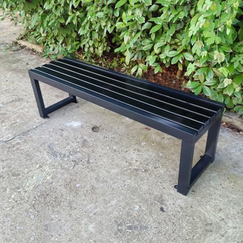 Weatherproof Metal Garden Bench, 500kg Capacity, Outdoor Patio Seating, Durable Wood-Plastic Design for Lawn, Park, School, Yard, 150cm/59in Long