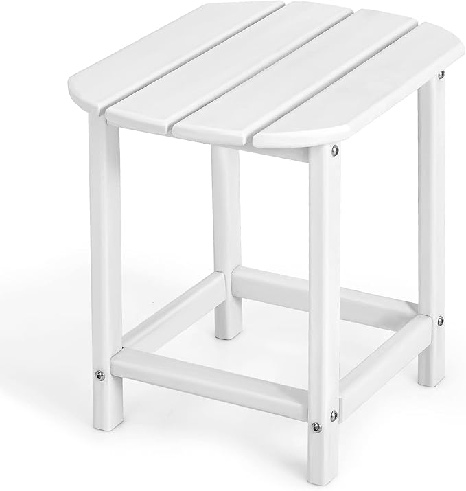 Giantex Side Table Outdoor Small Patio Table 18” Adirondack Table, Weather Resistant End Tables, Outside Square Tea Table for Patio, Backyard, Poolside, Garden, Balcony (1, White)
