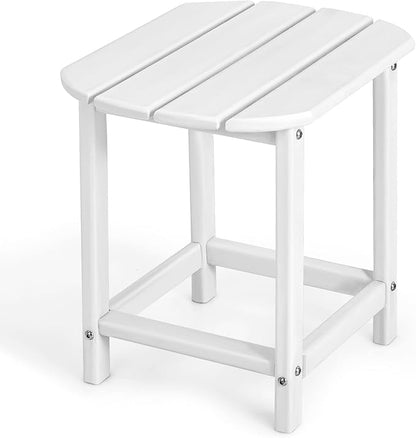 Giantex Side Table Outdoor Small Patio Table 18” Adirondack Table, Weather Resistant End Tables, Outside Square Tea Table for Patio, Backyard, Poolside, Garden, Balcony (1, White)