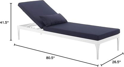 Modway EEI-3301-WHI-NAV Perspective Cushion Outdoor Patio Chaise Lounge Chair in White Navy