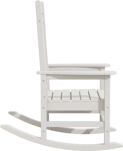 KINGYES Oversized Patio Rocking Chair Set of 2, HDPE Outdoor Rocking Chairs with 330lbs Support for Adults, White