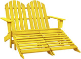 2-Seater Garden Adirondack Chair with Detachable Ottomans, Weather-Resistant Solid Fir Wood Patio Bench for Outdoor Lawn - Photo 1