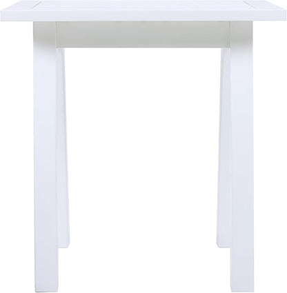 Christopher Knight Home Selma Acacia Wood Outdoor Side Table, Decorative Rectangular Small Accent Table, Weather Resistant Patio End Table for Balcony Beach Pool Side, Slatted Design, White PU