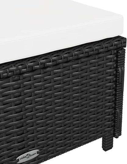 79" Outdoor Chaise Lounge, Black Rattan w/Cream Cushion, Adjustable Backrest, 26.4x79.1x26.4, 330 lbs for Patio Pool Garden