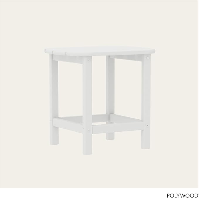 POLYWOOD SBT18WH South Beach 18" Outdoor Side Table, White
