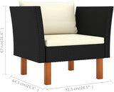 Outdoor Patio Sofa 25.4x28.5x26.4 in, Black PE Rattan, Removable Cushions, Steel Frame, Eucalyptus Legs - Photo 6