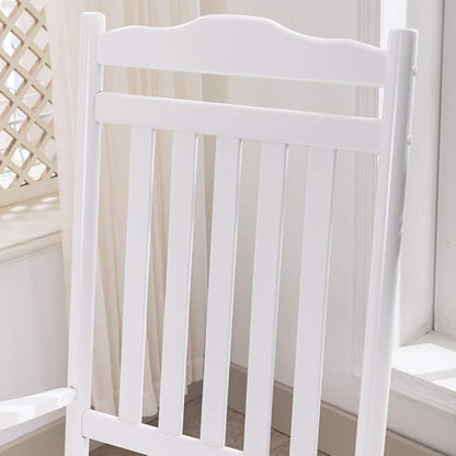 Wooden Adults Porch Rocking Chairs Outside Rocker for Outdoor and Indoor Patio Garden Lounge Living Room Indoor White