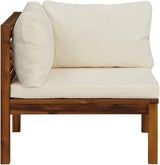 Outdoor Sectional Corner Sofa in Cream White, 27.2 x 27.2 x 24.6 in Solid Acacia Wood Couch Set for Balcony - Photo 5