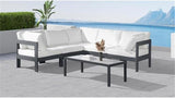 MAKLAINE Contemporary Outdoor Modular Sectional Sofa, Aluminum Frame, Water-Resistant White Fabric - Photo 4