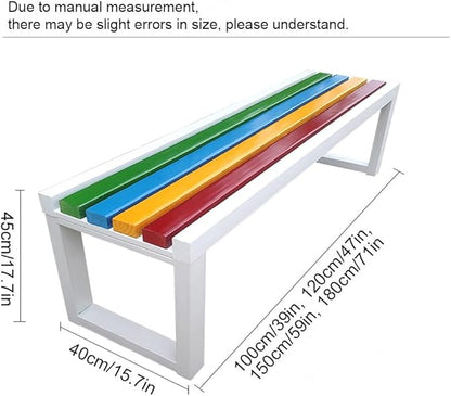 Park Bench All-Weather Outdoor Benches Metal Frame Wooden Seating Garden Bench 860 lbs Capacity 2-3 Person Chair Furniture for Patio, Balconies, Lawn, Yard, Schools(Brown,47inch)
