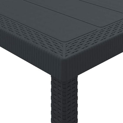 vidaXL Garden Table Anthracite 59.06 x 39.37 x 28.74 in Poly Rattan, Modern Garden Table, Rectangular, Durable Poly Rattan Dining Furniture for Outdoor Patio, Weather-Resistant Seating Area