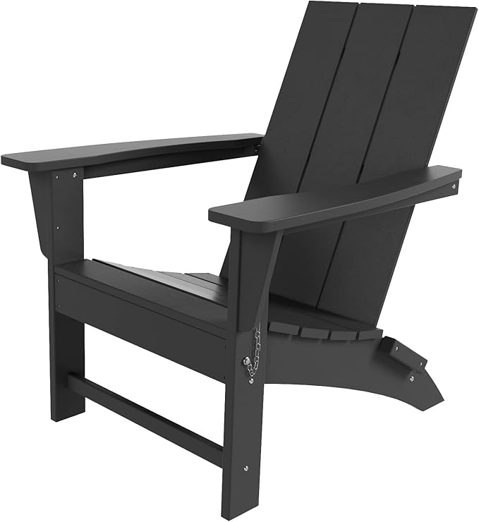 Costaelm Folding Adirondack Chairs, Outdoor Patio Adjustable Lawn Chairs, Weather Resistant Outside Firepit Chairs for Porch, Poolside, Garden, Backyard Deck, Gray