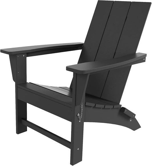 Costaelm Folding Adirondack Chairs, Outdoor Patio Adjustable Lawn Chairs, Weather Resistant Outside Firepit Chairs for Porch, Poolside, Garden, Backyard Deck, Gray
