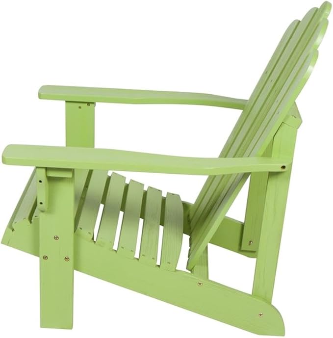 Pemberly Row Adirondack Chair, Cedar Wood, Green Finish, 36" H x 35" W x 26.25" D, Ergonomic Design, Contoured Seat, Wide Arms, Durable Outdoor Patio Porch Chair with Moisture and Decay Resistance