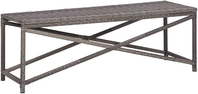 Industrial Style,Patio Bench,Outdoor Bench,Garden Bench,Park Bench,Front Porch Chair, Suitable for Parks,Patio,Garden,Front Porch,Lawn,Balcony,Backyard,Poolside,Terrace,47.2" Poly Rattan Gray
