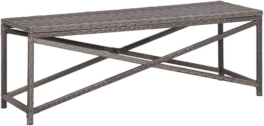 Industrial Style,Patio Bench,Outdoor Bench,Garden Bench,Park Bench,Front Porch Chair, Suitable for Parks,Patio,Garden,Front Porch,Lawn,Balcony,Backyard,Poolside,Terrace,47.2" Poly Rattan Gray
