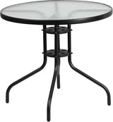 Flash Furniture Bellamy 31.5" Round Indoor/Outdoor Tempered Glass Metal Frame Side Table - Photo 1