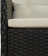 2-Piece Patio Lounge Set with Cushions Black Poly Rattan Metal Frame Outdoor Furniture for Balcony Porch Garden Backyard - Photo 7